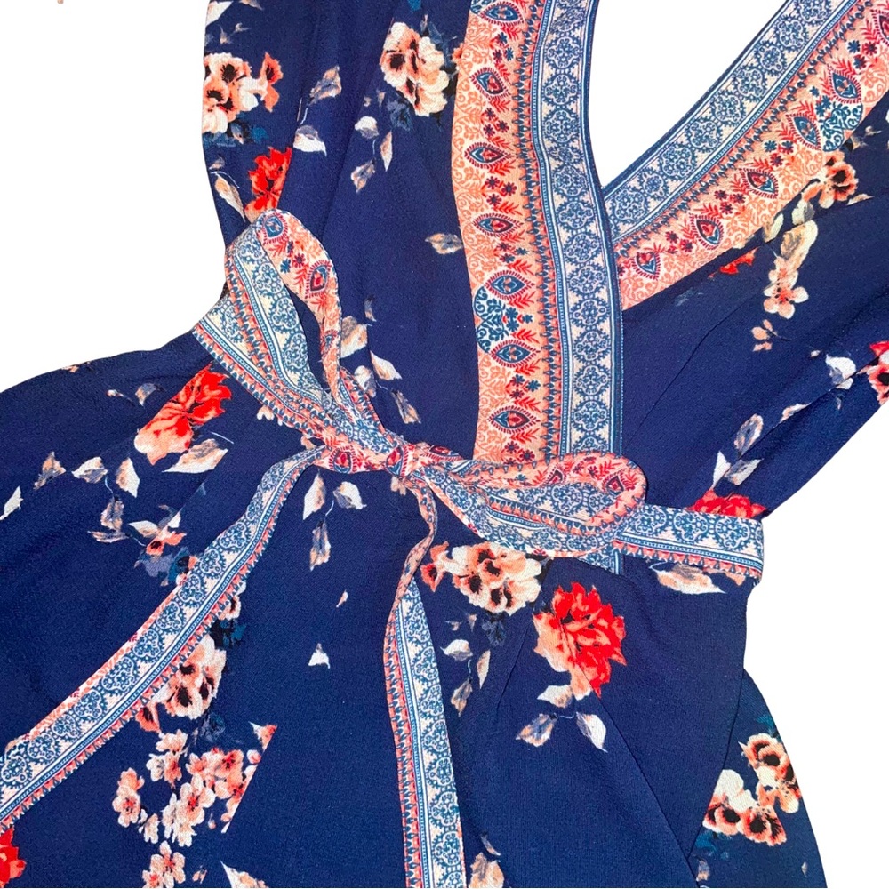 FRANCESCA’S | FLORAL KIMONO BELTED ROMPER | WORN ONCE FOR EVENT